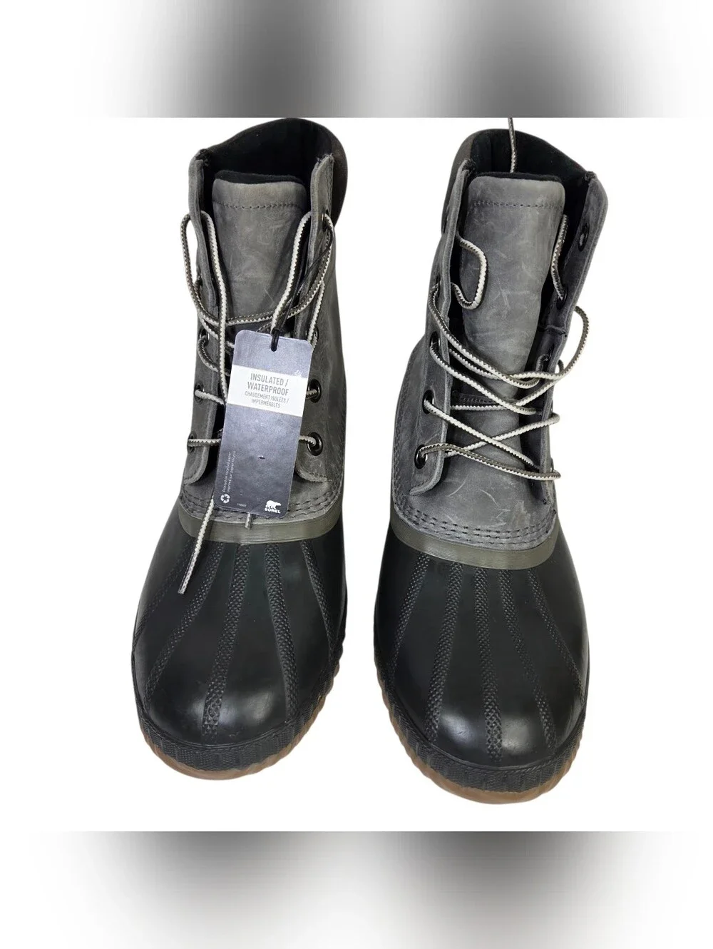 Sorel Men's Gray and Black Waterproof Lace-Up Rain & Snow Boots. Size 11.5